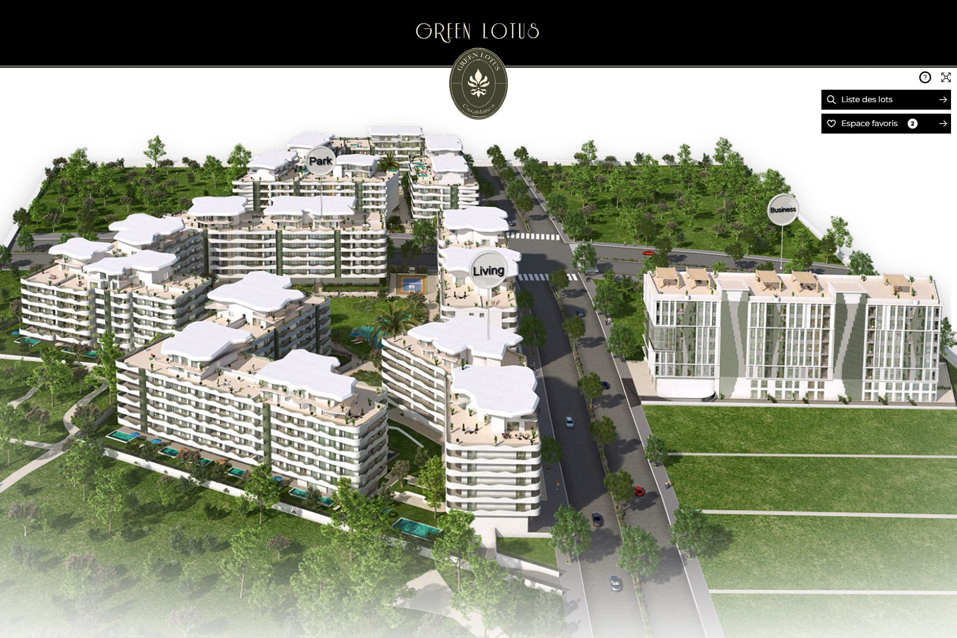 Interface interactive de présentation de projet immobilier