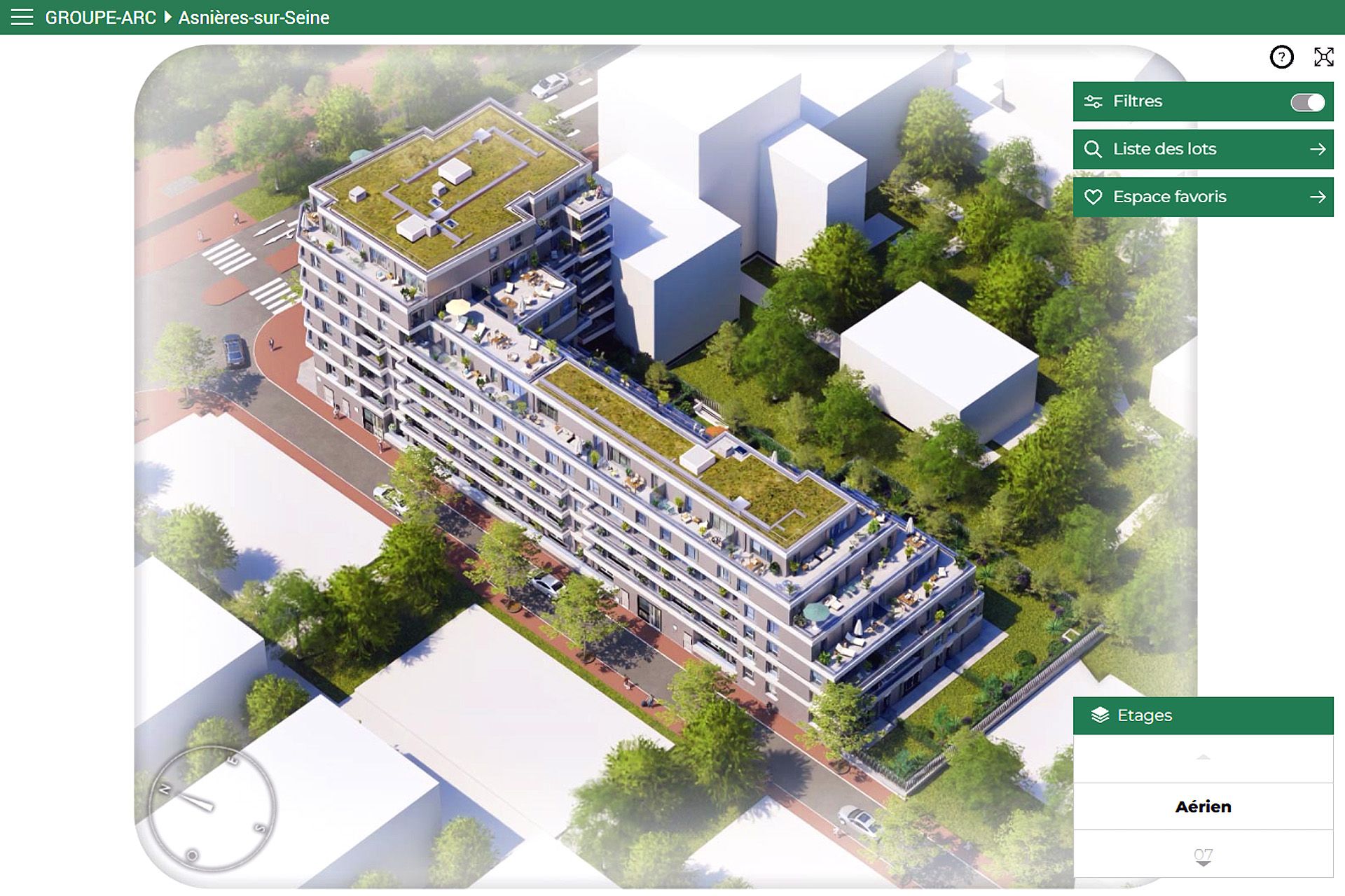 Interface interactive de présentation de projet immobilier